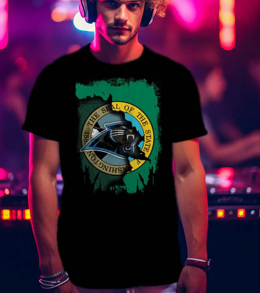 The Seal Of The State Of Washington With Carolina Panthers T-Shirt