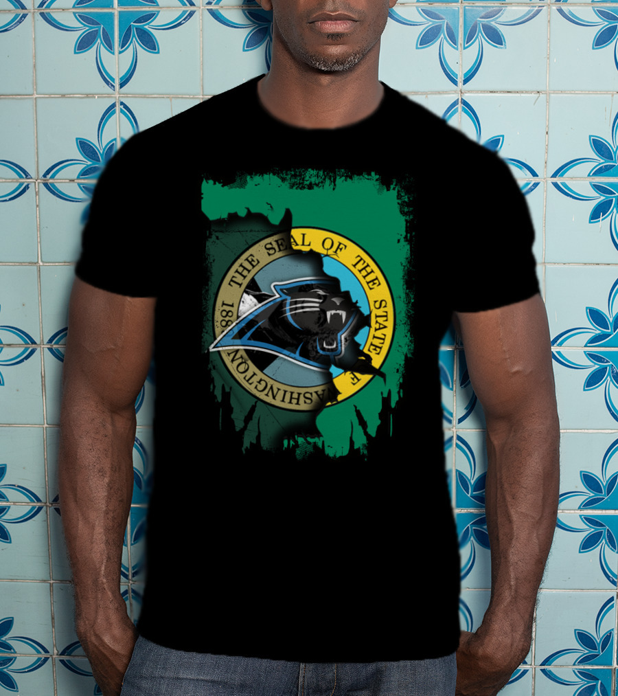 The Seal Of The State Of Washington With Carolina Panthers T-Shirt