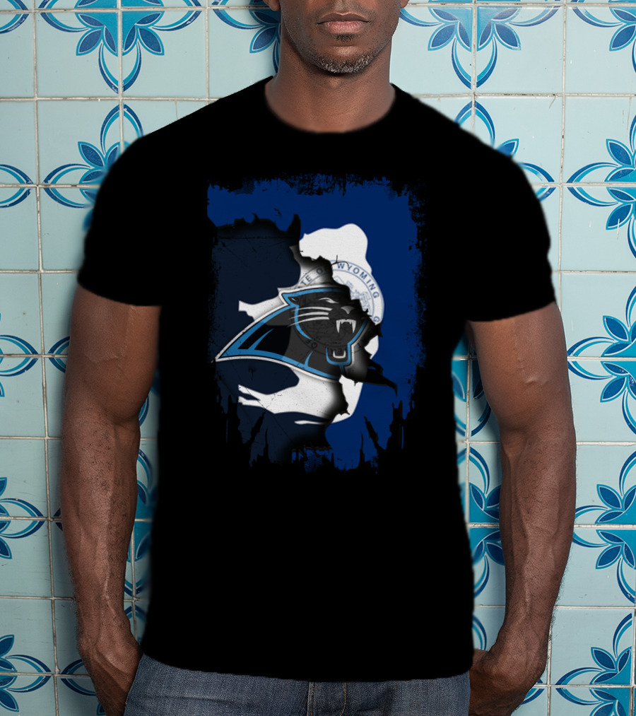 Wyoming Unity With Carolina Panthers Emblem T-Shirt