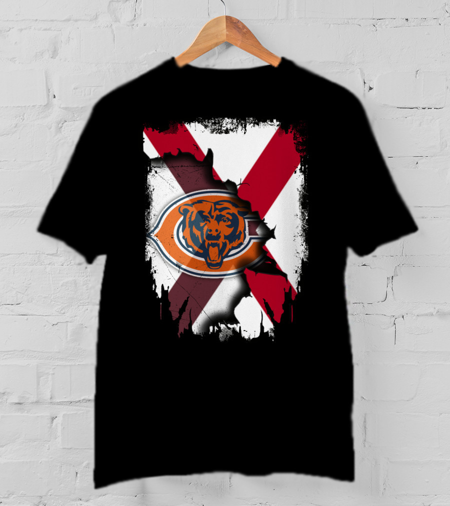 Alabama State Flag With Chicago Bears T-Shirt