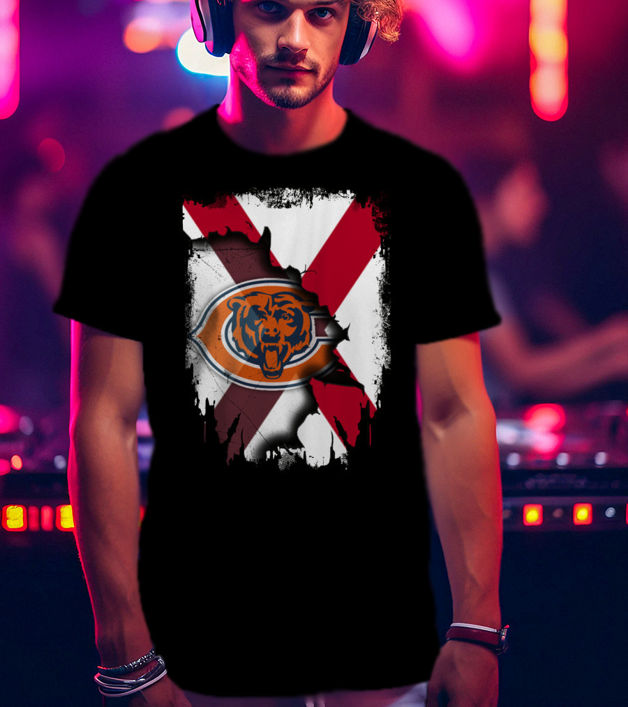 Alabama State Flag With Chicago Bears T-Shirt