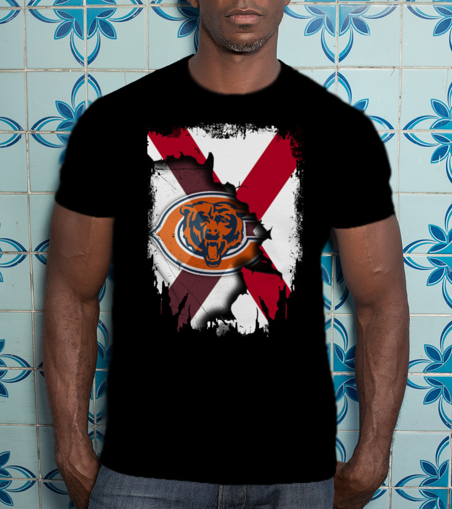 Alabama State Flag With Chicago Bears T-Shirt