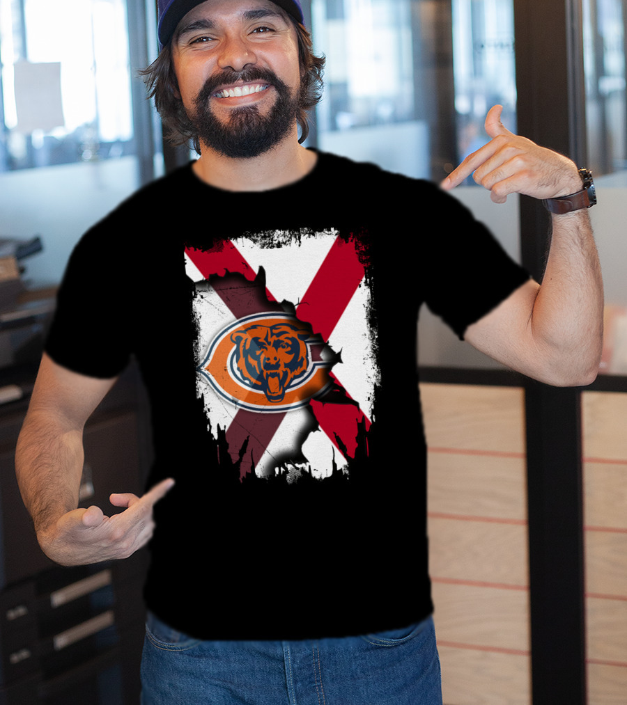 Alabama State Flag With Chicago Bears T-Shirt
