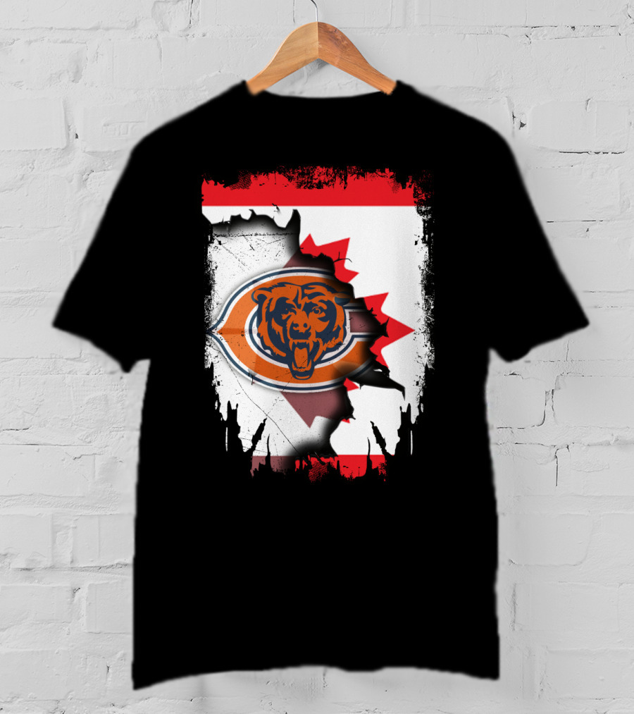 Canada Bears Logo Ripped Flag T-Shirt