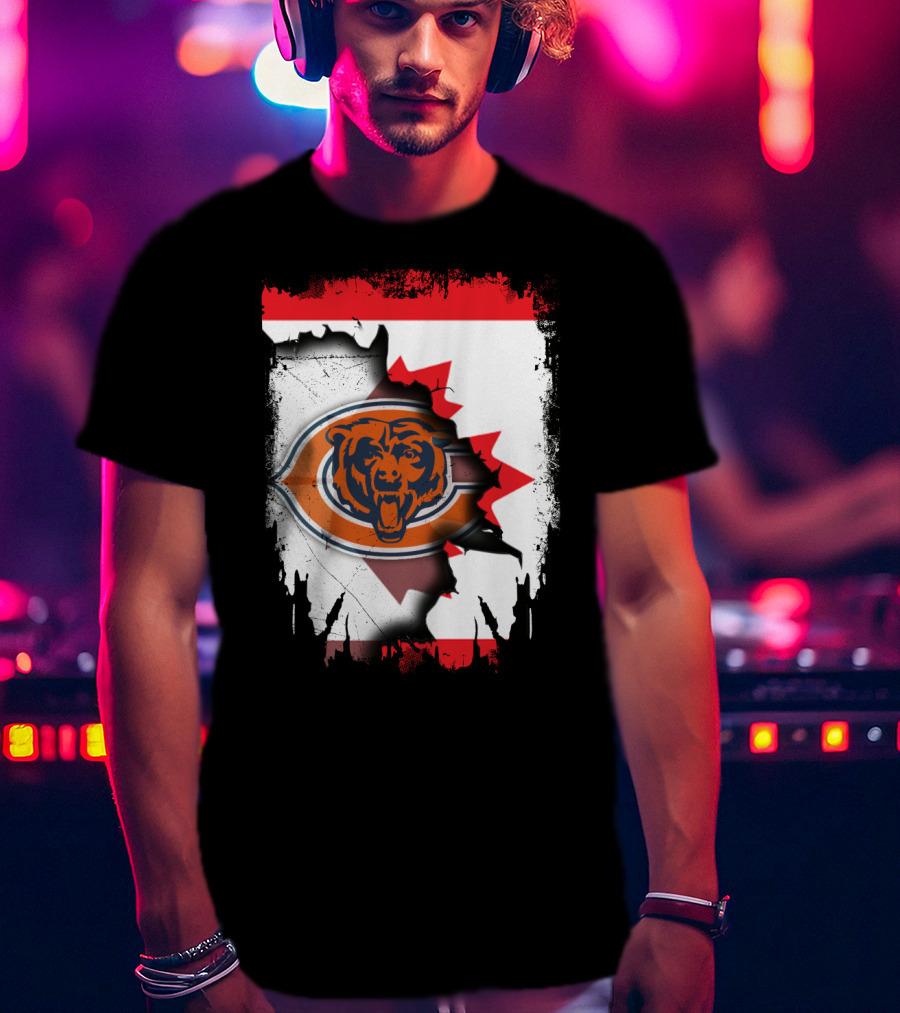 Canada Bears Logo Ripped Flag T-Shirt