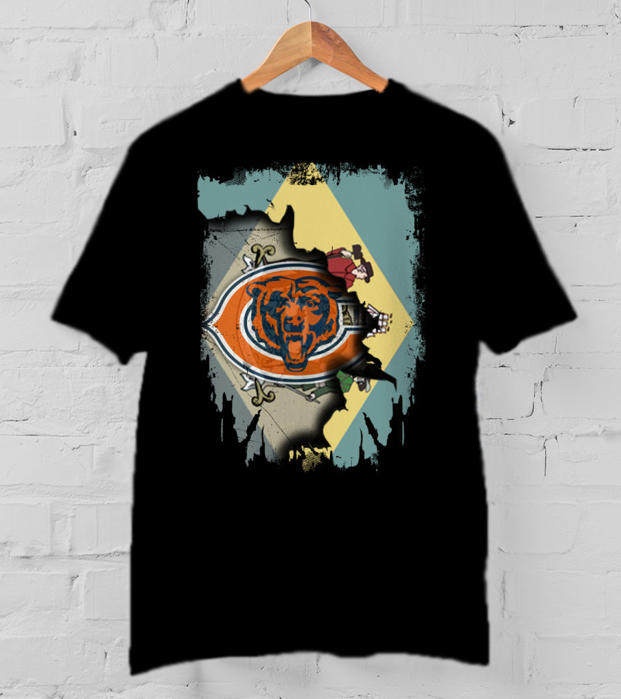 Together Delaware With Chicago Bears Logo And State Flag Elements T-Shirt