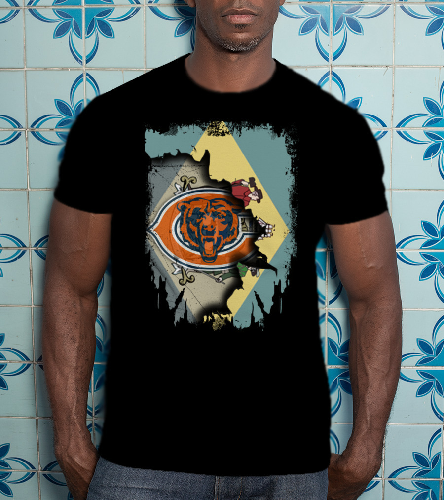 Together Delaware With Chicago Bears Logo And State Flag Elements T-Shirt