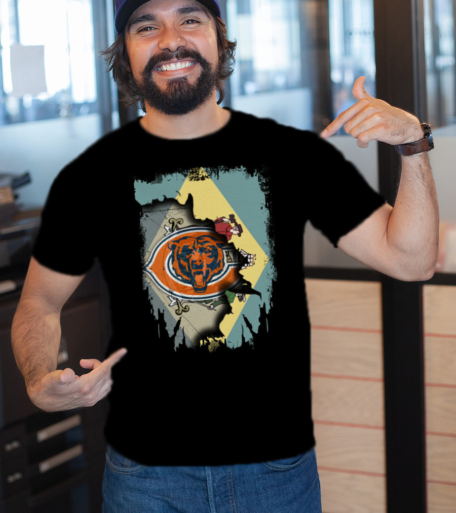 Together Delaware With Chicago Bears Logo And State Flag Elements T-Shirt