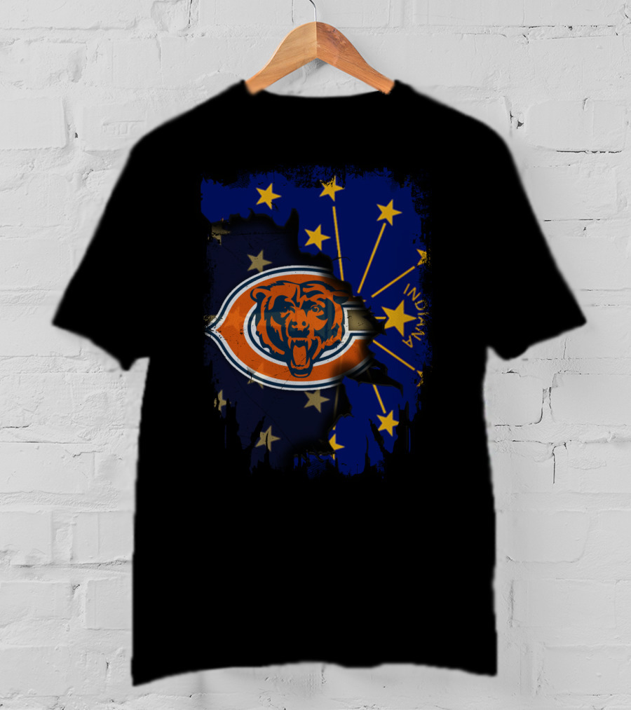 Chicago Bears And Indiana State Flag Blend Together T-Shirt