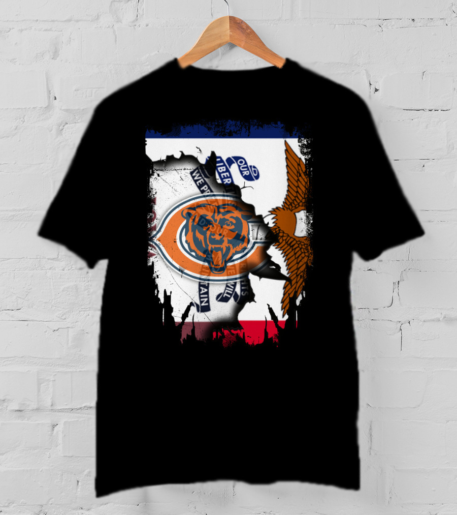Chicago Bears Iowa Pride USA Flag Eagle Patriot T-Shirt