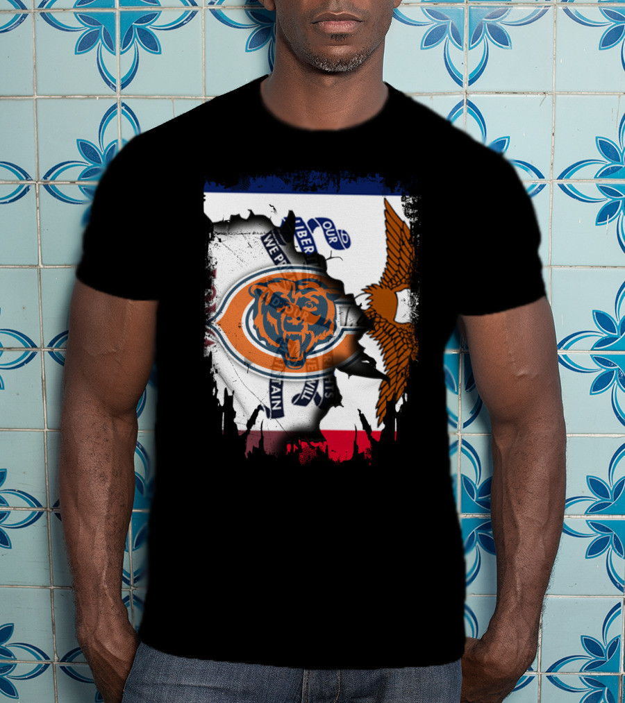 Chicago Bears Iowa Pride USA Flag Eagle Patriot T-Shirt