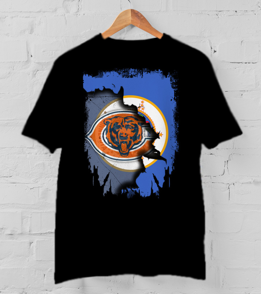 Minnesota Flag Torn To Reveal Chicago Bears T-Shirt