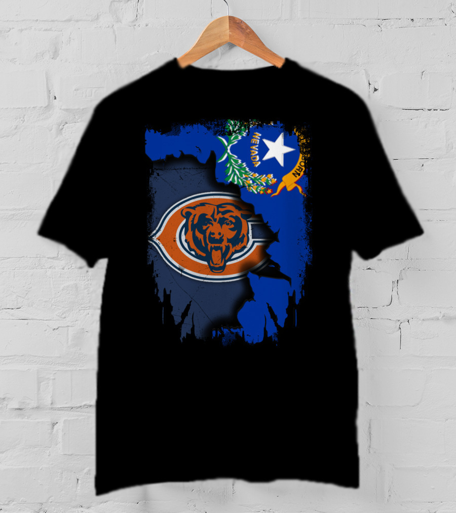Nevada State Flag With Chicago Bears T-Shirt