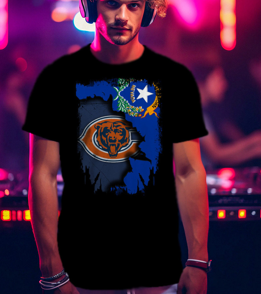 Nevada State Flag With Chicago Bears T-Shirt