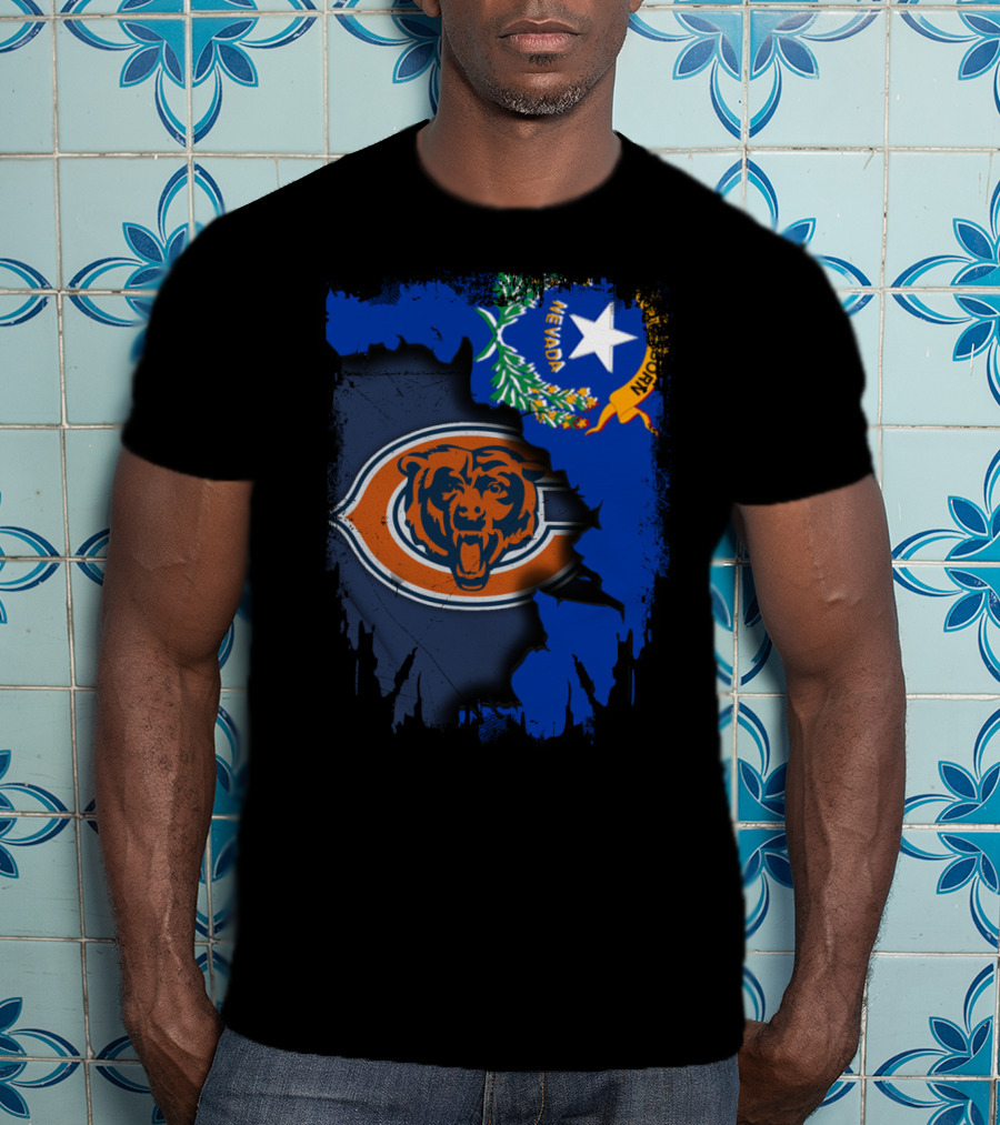 Nevada State Flag With Chicago Bears T-Shirt