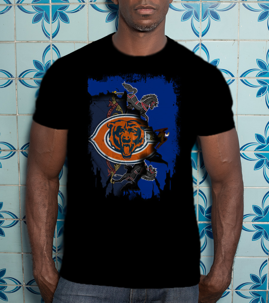 Together Pennsylvania Chicago Bears State Flag And Seal Fusion T-Shirt