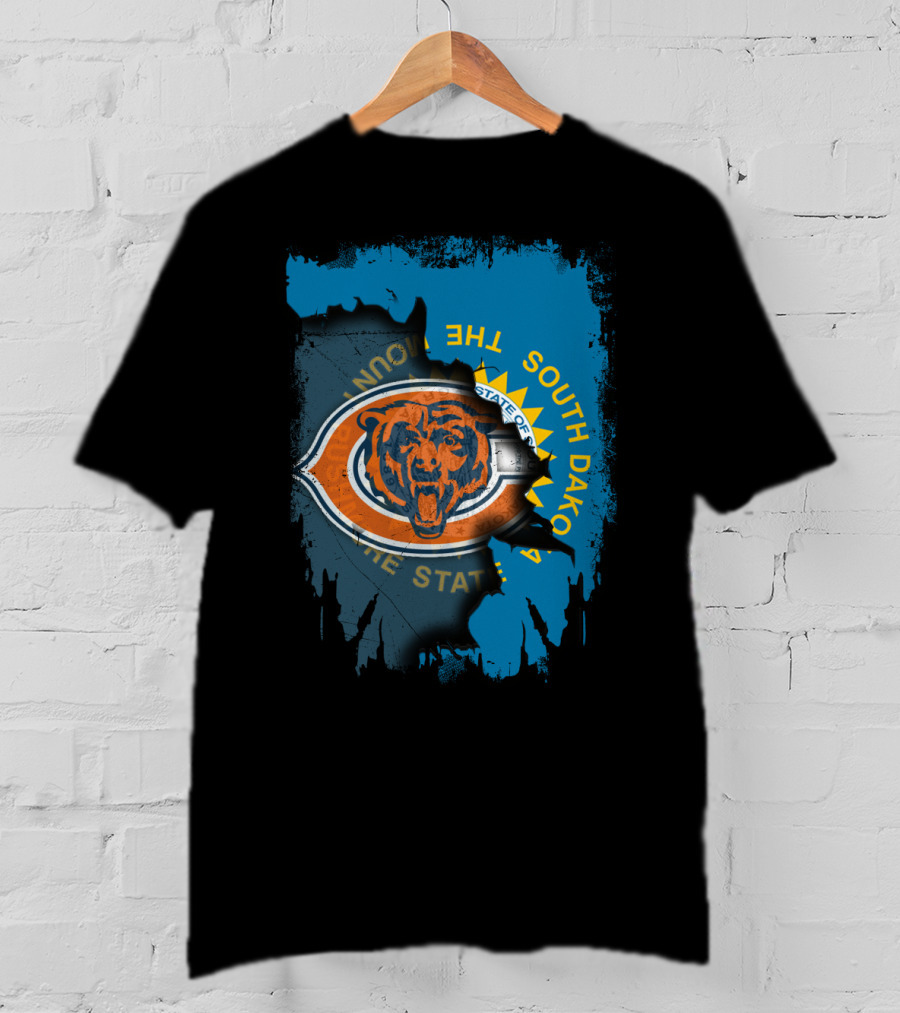 Chicago Bears South Dakota Flag Fusion T-Shirt