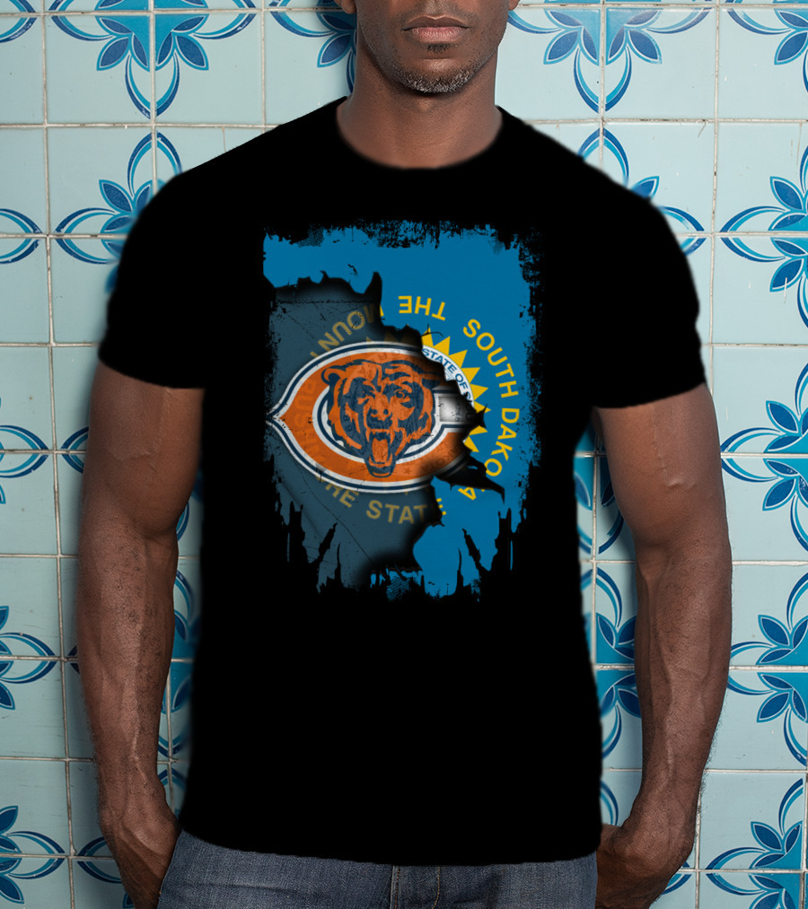 Chicago Bears South Dakota Flag Fusion T-Shirt
