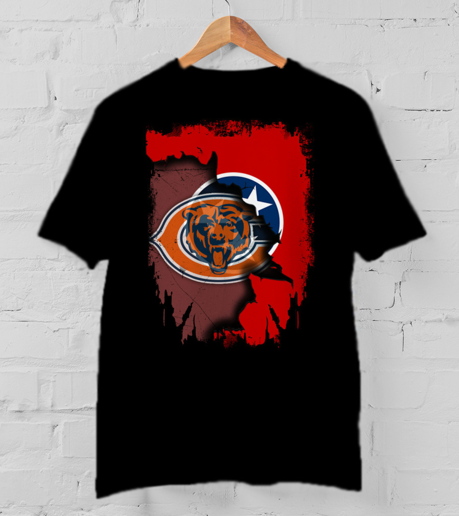 Tennessee State Flag Merged With Chicago Bears T-Shirt