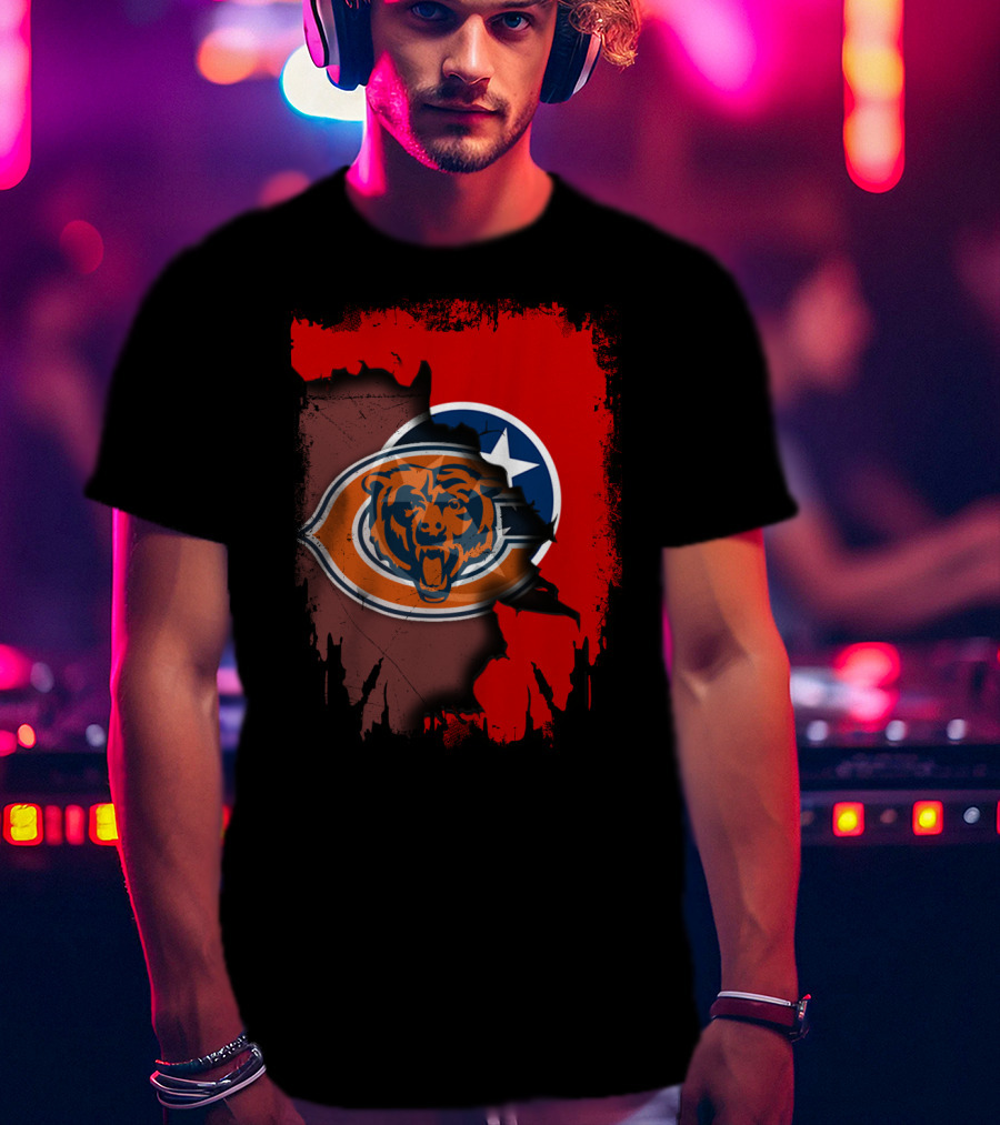 Tennessee State Flag Merged With Chicago Bears T-Shirt