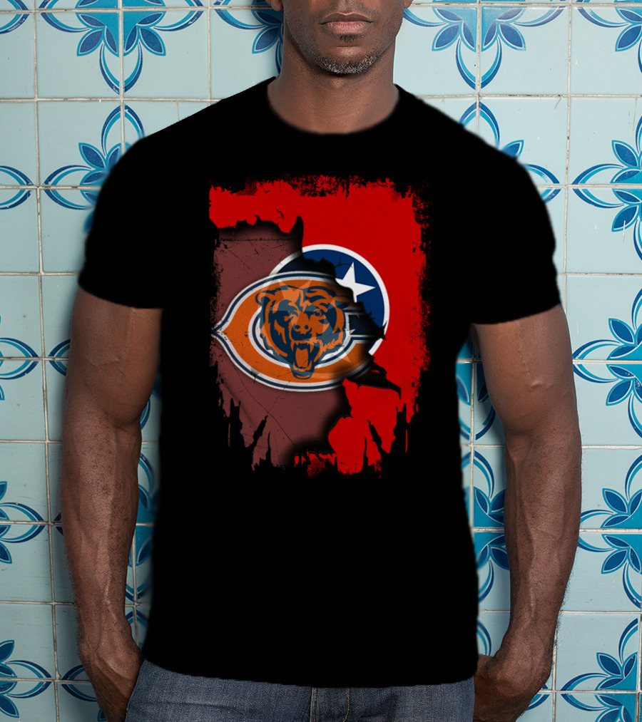 Tennessee State Flag Merged With Chicago Bears T-Shirt