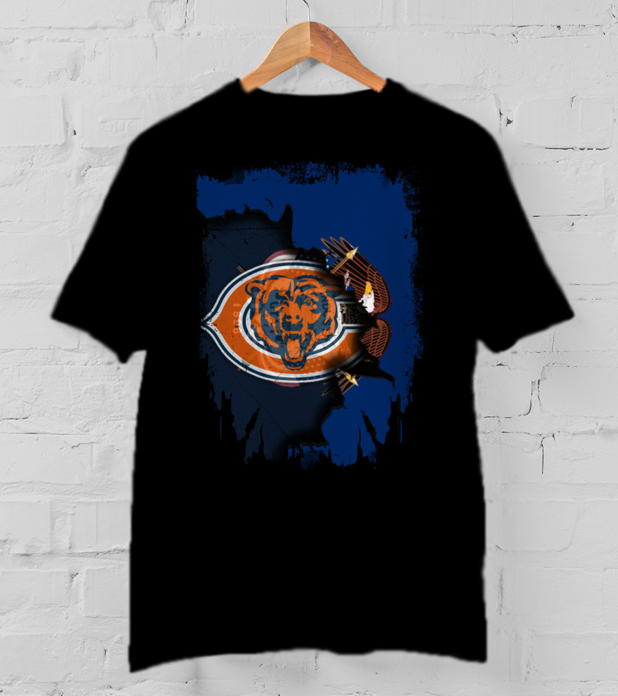 Chicago Bears Logo Blended With American Eagle In Utah Outline T-Shirt