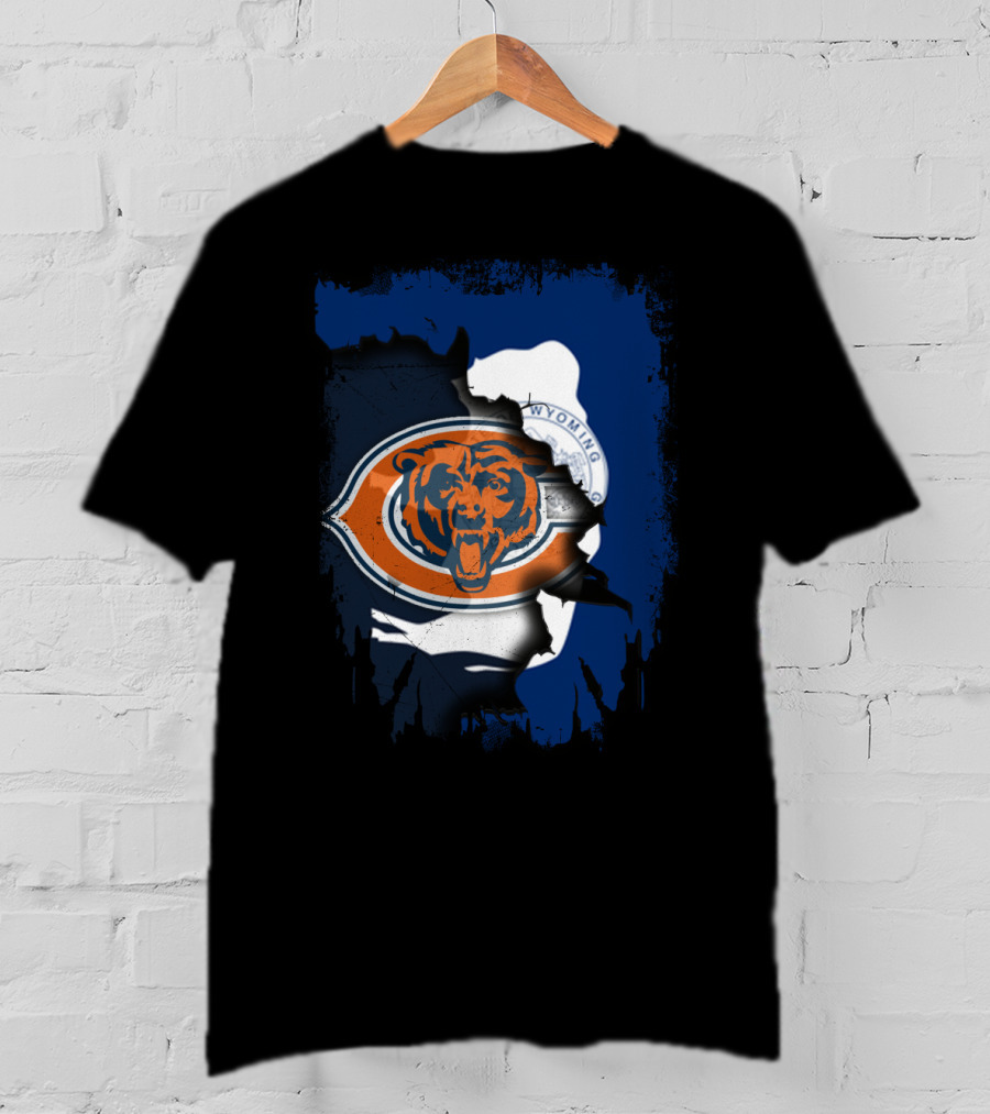 Wyoming Blue Overlay With Bears And Emblem T-Shirt