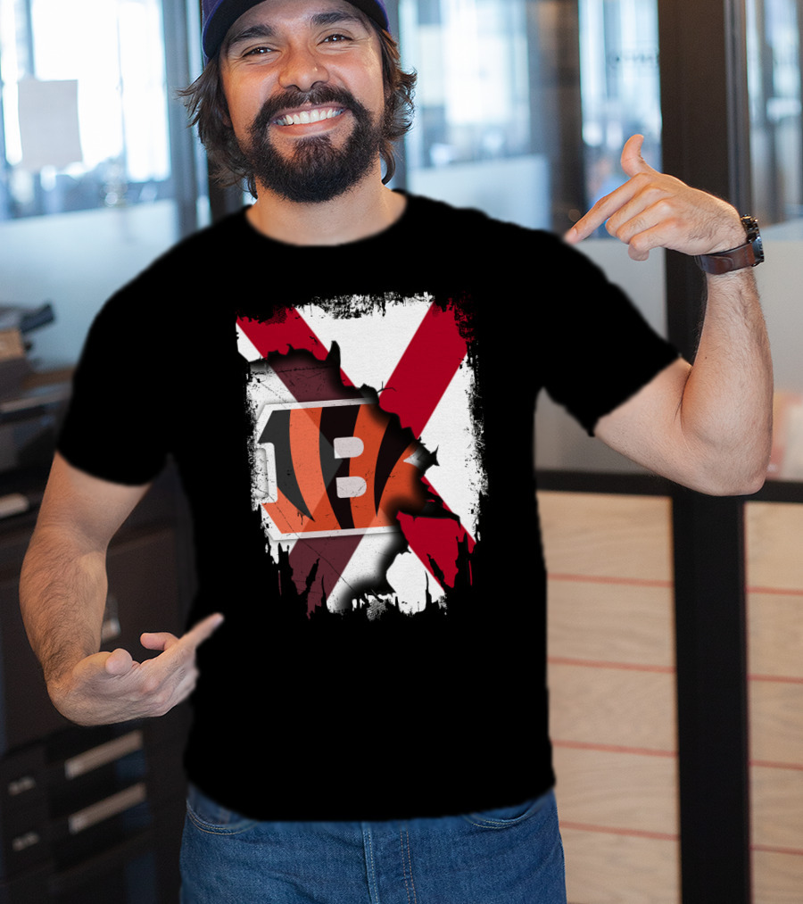 Together Alabama Red X With Cincinnati Bengals Stripes T-Shirt