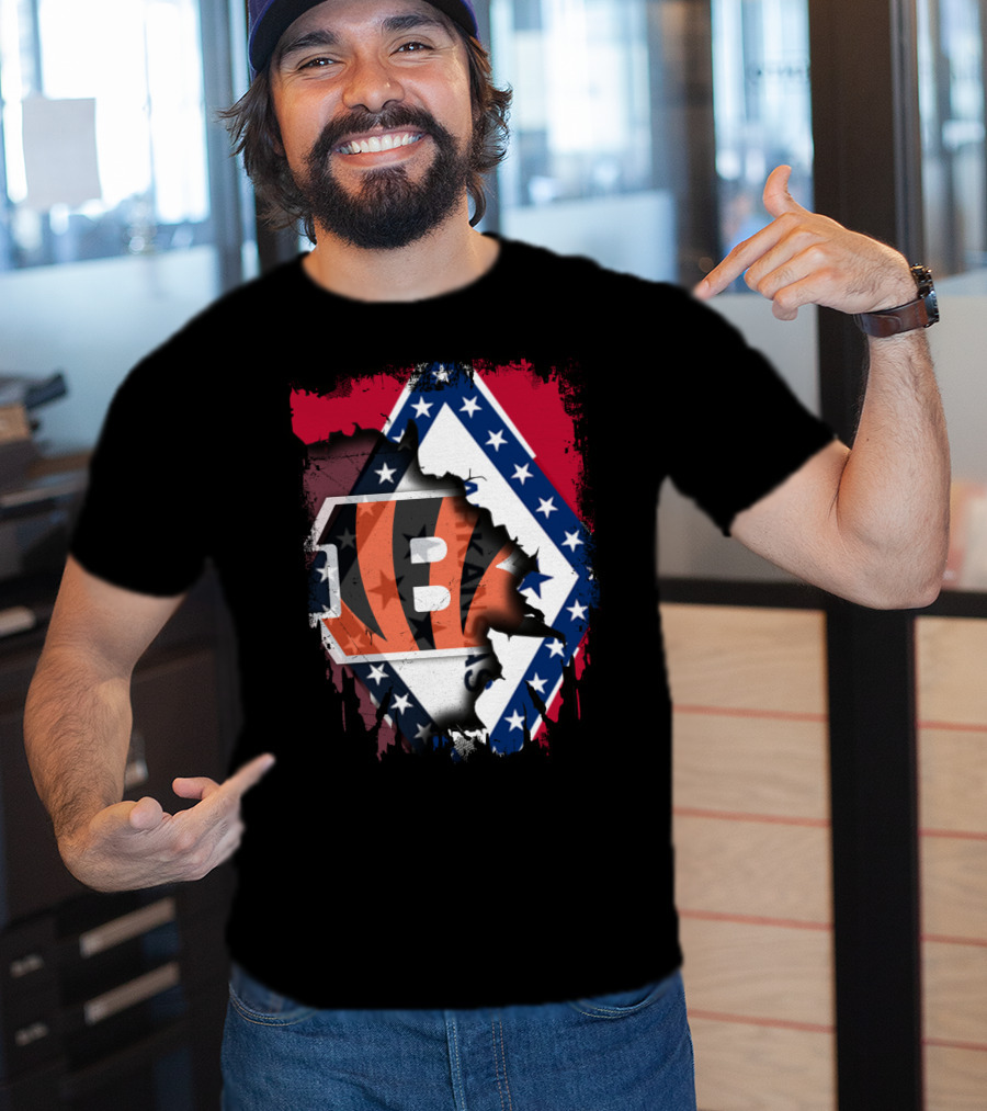 Arkansas Flag Merged With Cincinnati Bengals T-Shirt