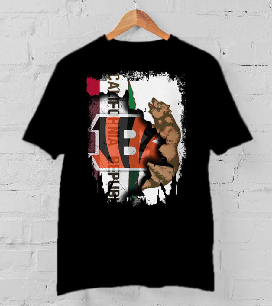 California Republic Bear With Bengals T-Shirt