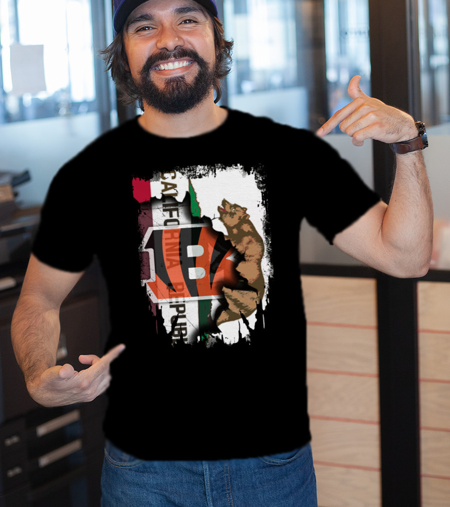 California Republic Bear With Bengals T-Shirt