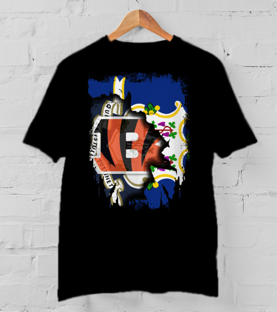 Connecticut Love For Bengals Football Fusion T-Shirt