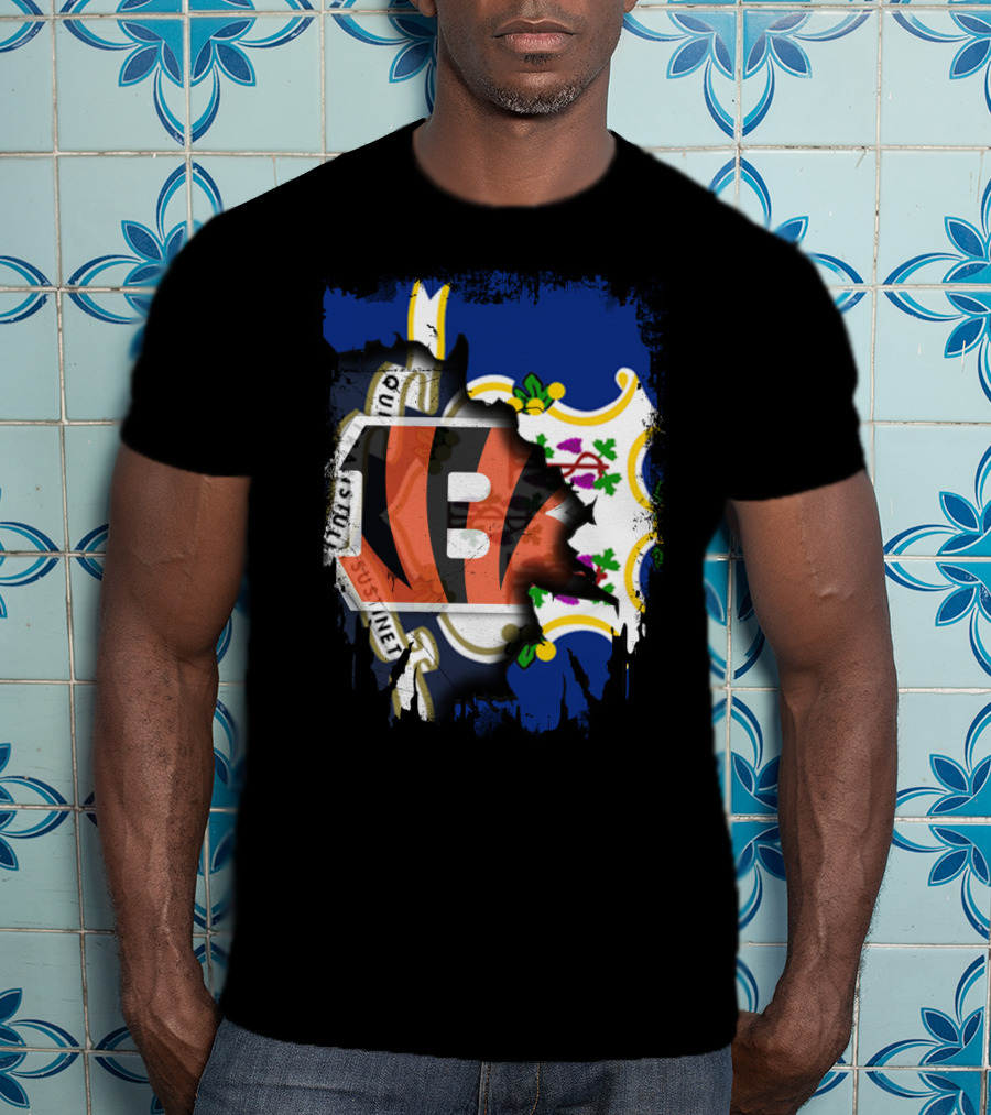 Connecticut Love For Bengals Football Fusion T-Shirt