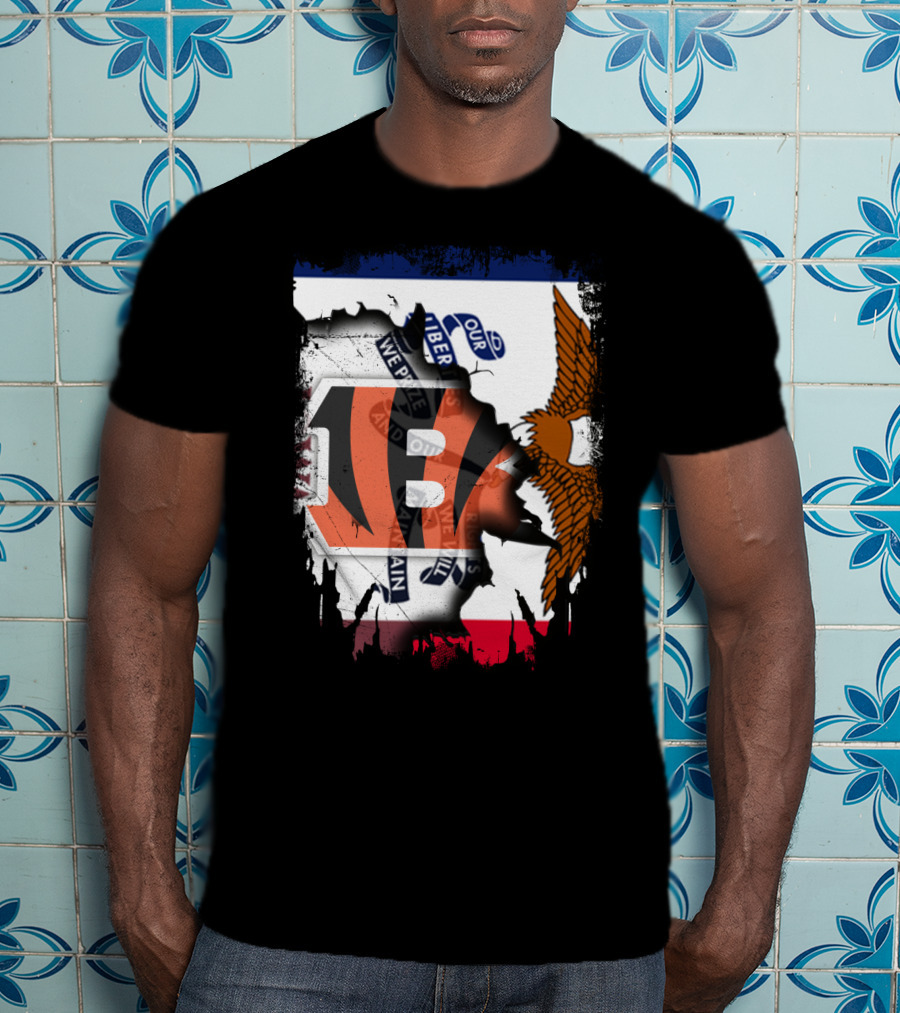 Iowa Flag With Cincinnati Bengals Logo And Eagle T-Shirt