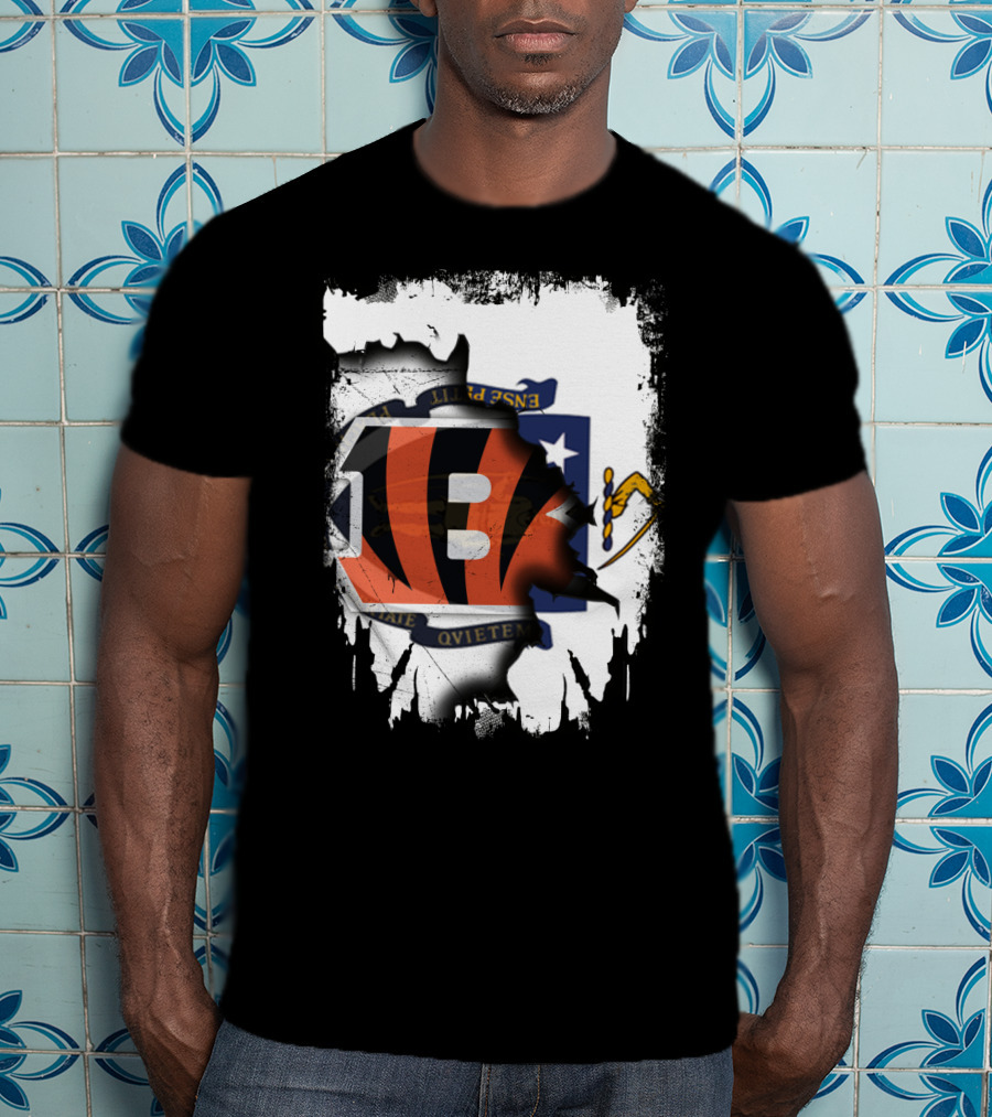 Massachusetts Together With Bengals Iconic Fusion T-Shirt