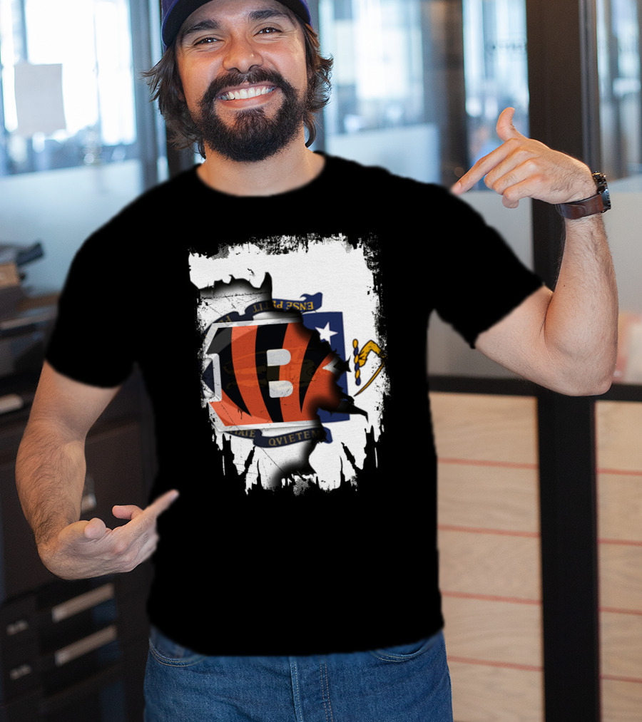 Massachusetts Together With Bengals Iconic Fusion T-Shirt