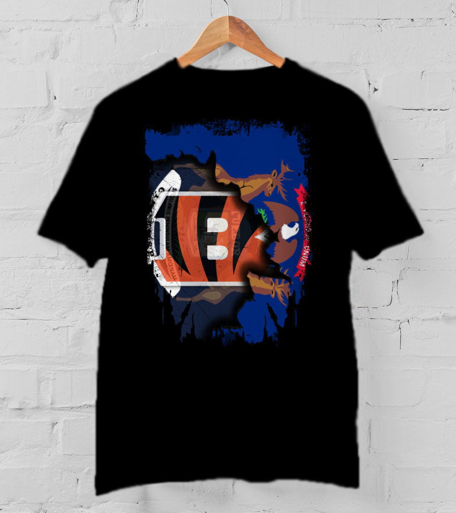 Together Michigan Bengals Football Emblem With State Flag T-Shirt