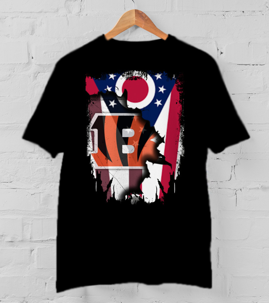 Together Ohio With Bengals Stripes And Ohio Flag Fusion T-Shirt