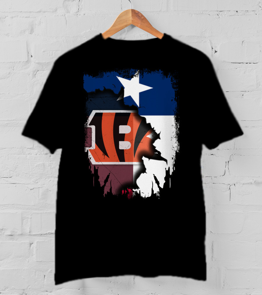 Texas Lone Star And Cincinnati Bengals NFL Fusion T-Shirt