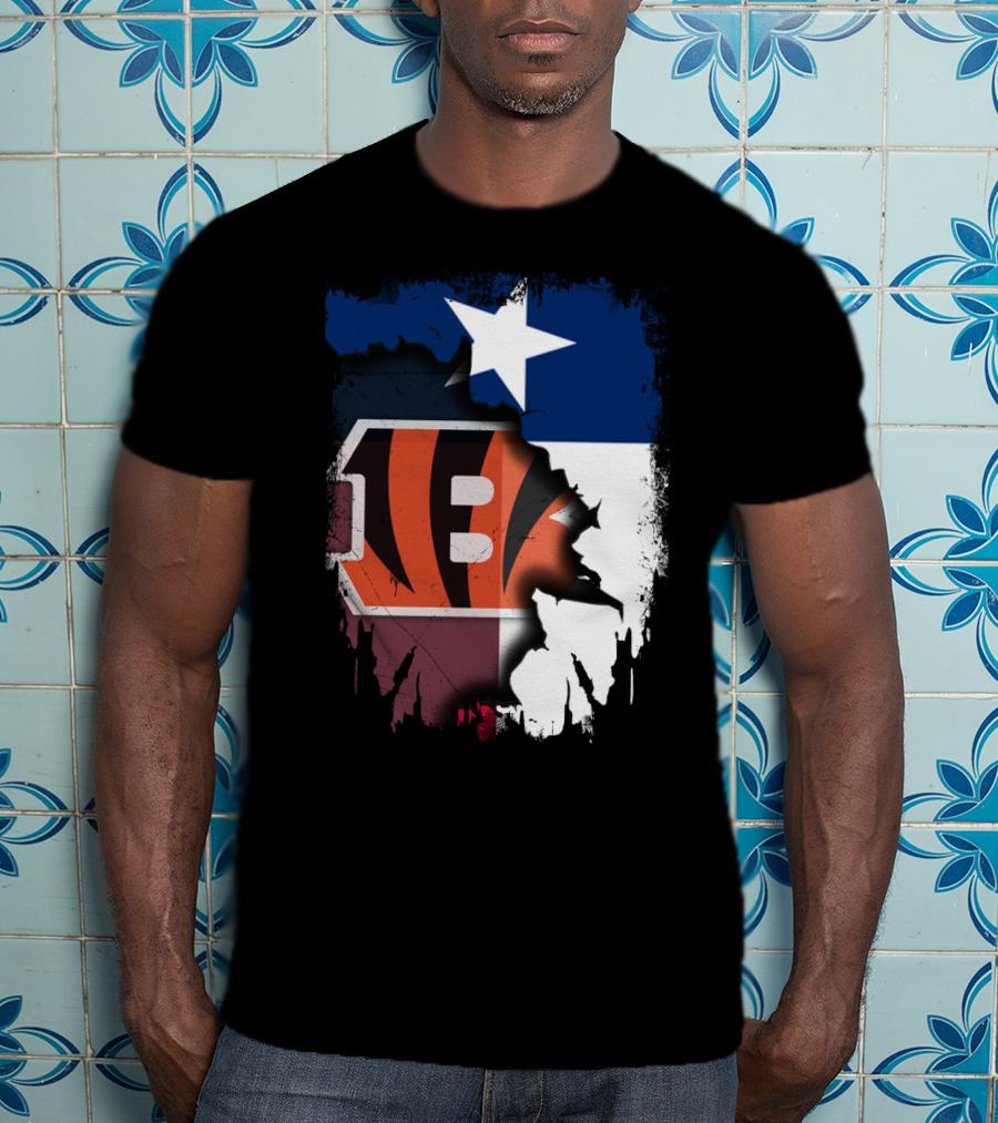 Texas Lone Star And Cincinnati Bengals NFL Fusion T-Shirt