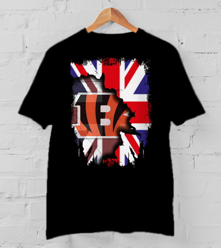 United Kingdom Flag With Cincinnati Bengals T-Shirt