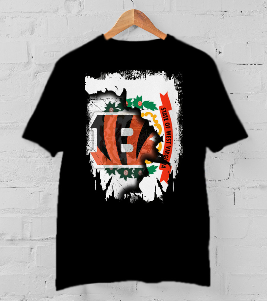 State Of West Virginia With Bengals Logo Integration T-Shirt