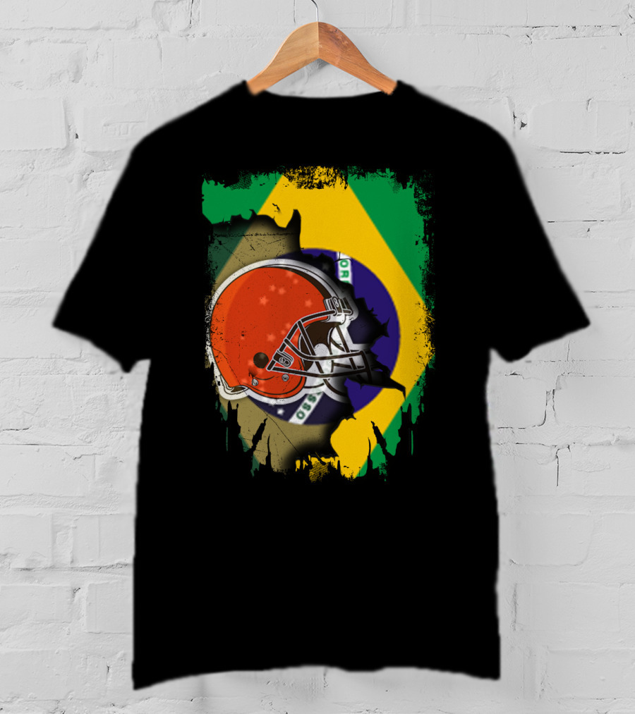 Together Brazil Browns Helmet Torn Flag Fusion T-Shirt