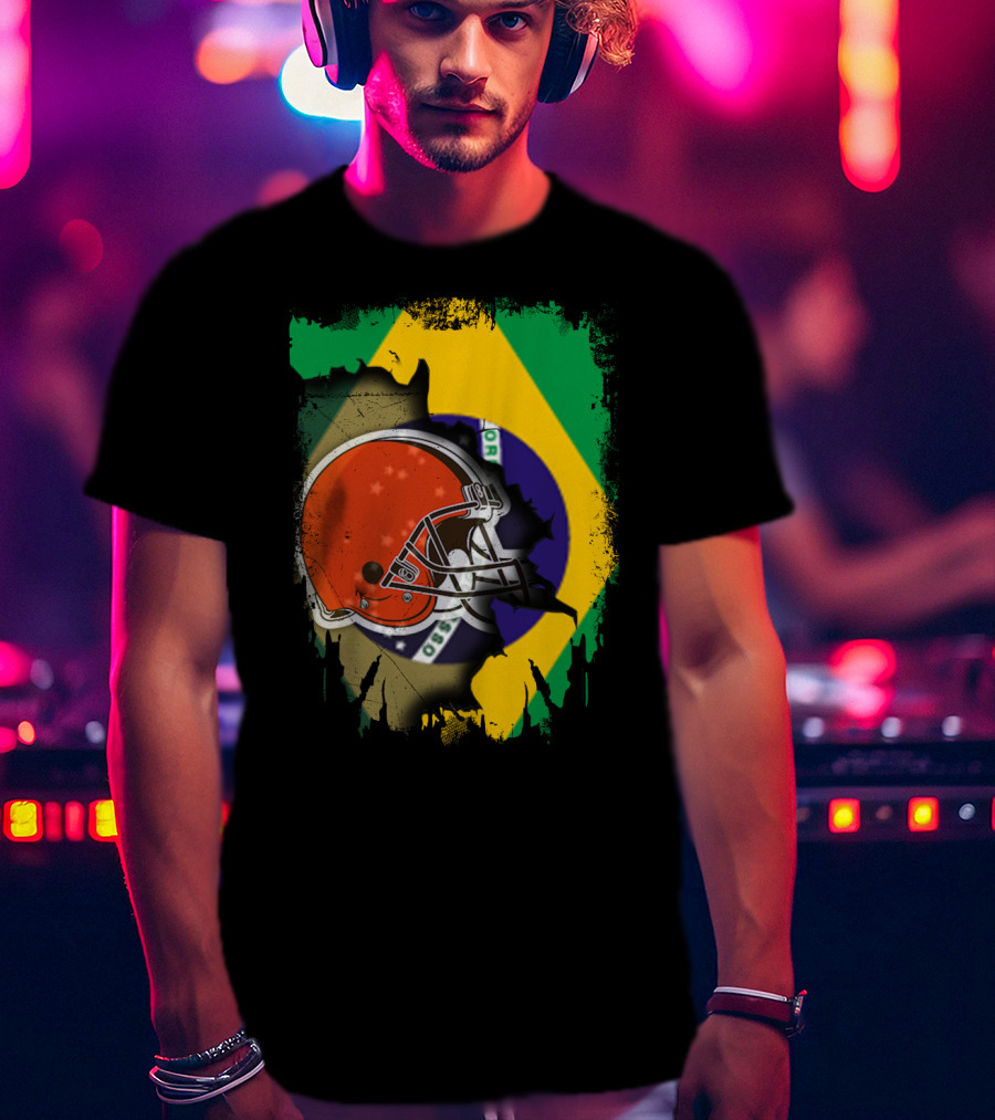 Together Brazil Browns Helmet Torn Flag Fusion T-Shirt