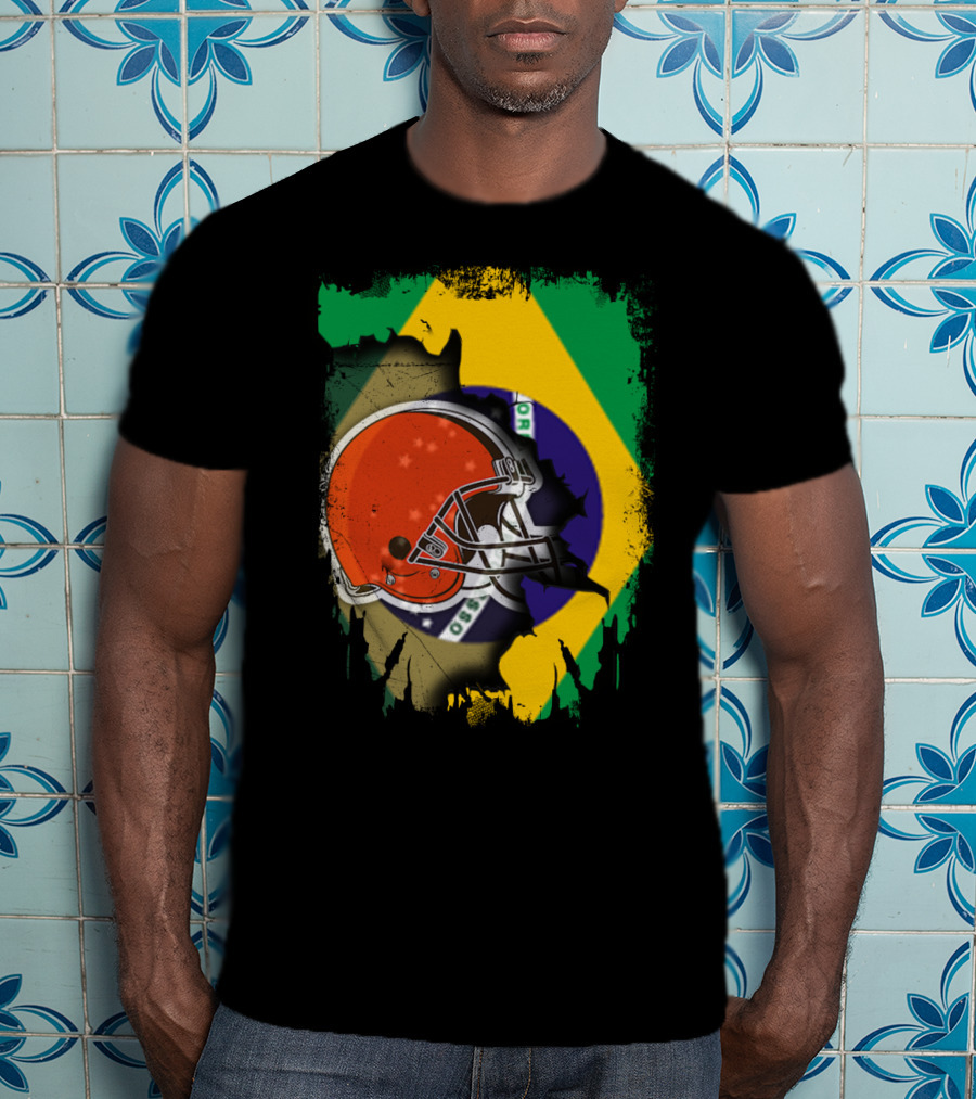 Together Brazil Browns Helmet Torn Flag Fusion T-Shirt