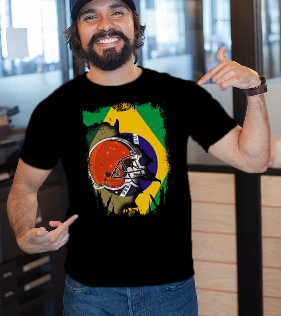 Together Brazil Browns Helmet Torn Flag Fusion T-Shirt