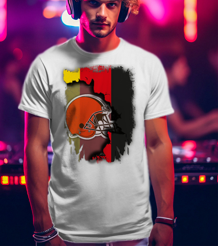 Germany Flag With Cleveland Browns Helmet T-Shirt