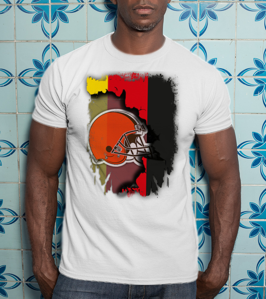 Germany Flag With Cleveland Browns Helmet T-Shirt