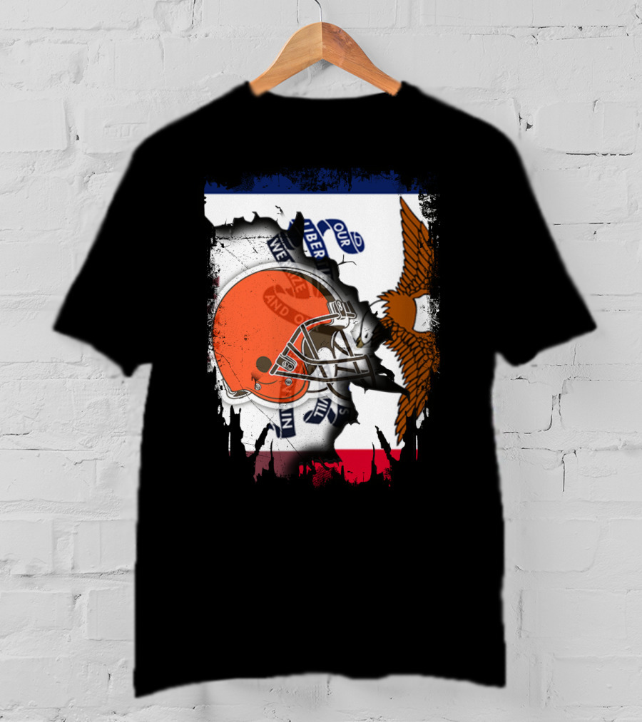 Together Iowa With Browns Helmet And Eagle Flag Elements T-Shirt