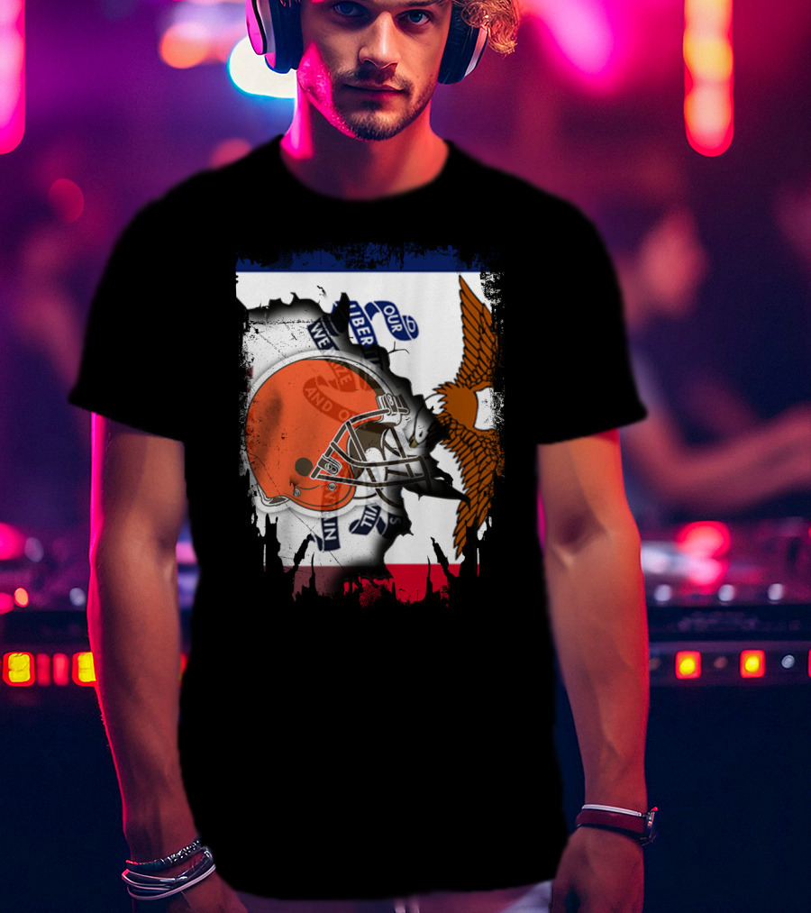 Together Iowa With Browns Helmet And Eagle Flag Elements T-Shirt